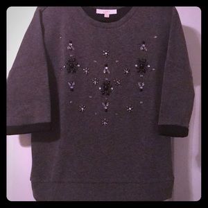 Loft gray sweatshirt with embellishment